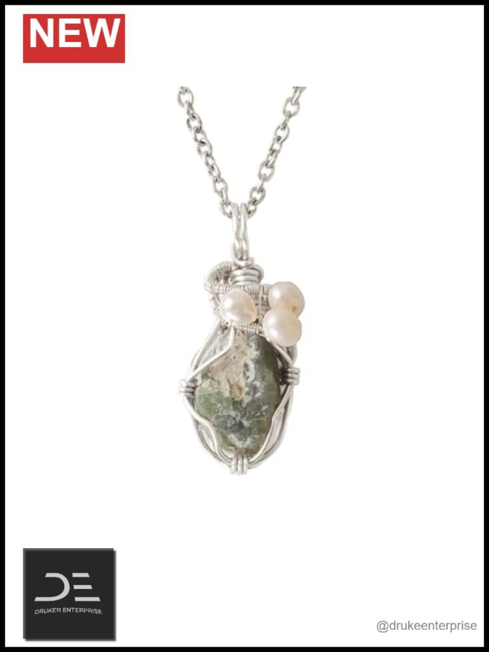 Handmade Silver Peridot & Freshwater Pearl Pendant Necklace, August Birthstone